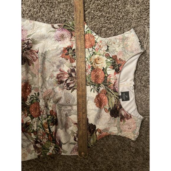 Adrianna Papell Dress 22 Floral Metallic Brocade Sleeveless Sheath Wedding - Picture 6 of 9